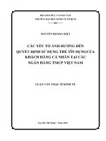Các yếu tố ảnh hưởng đến quyết định sử dụng thẻ tín dụng của khách hàng cá nhân tại các ngân hàng thương mại cổ phần Việt Nam