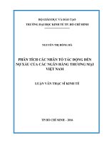 Phân tích các nhân tố tác động đến nợ xấu của các ngân hàng thương mại Việt Nam