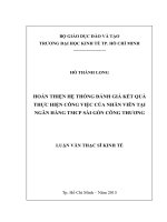 Hoàn thiện hệ thống đánh giá kết quả thực hiện công việc tại Ngân hàng Thương mại Cổ phần Sài Gòn Công thương