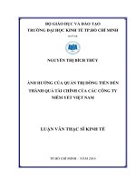 Ảnh hưởng của quản trị dòng tiền đến thành quả tài chính của các công ty niêm yết Việt Nam