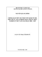 Chính sách tiền tệ ở một nền kinh tế mở , nhỏ với tỷ giá cố định bằng chứng thực nghiệm ở Việt Nam giai đoạn 2000 - 2015