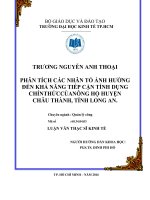 Phân tích các nhân tố ảnh hưởng đến khả năng tiếp cận tín dụng chính thức của nông hộ huyện Châu Thành tỉnh Long An