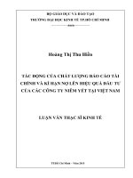 Tác động của chất lượng báo cáo tài chính và kì hạn nợ lên hiệu quả đầu tư của các công ty niêm yết tại Việt Nam