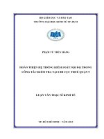 HOÀN THIỆN HỆ THỐNG KIỂM SOÁT NỘI BỘ TRONG CÔNG TÁC KIỂM TRA TẠI CHI CỤC THUẾ QUẬN 9