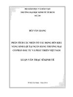 PHÂN TÍCH CÁC NHÂN TỐ TÁC ĐỘNG ĐẾN KHẢ NĂNG SINH LỢI TẠI NGÂN HÀNG THƢƠNG MẠI CỔ PHẦN ĐẦU TƢ VÀ PHÁT TRIỂN VIỆT NAM