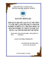Mối quan hệ giữa quản lý tri thức và lợi thế cạnh tranh của doanh nghiệp: Nghiên cứu trường hợp các doanh nghiệp tư nhân ngành xây dựng tại Thành phố Hồ Chí Minh