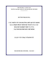 Các nhân tố ảnh hưởng đến quyết định lựa chọn phần mềm kế toán của các doanh nghiệp nhỏ và vừa tại thành phố Hồ Chí Minh