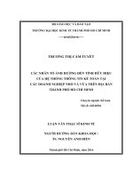 Các nhân tố ảnh hưởng đến tính hữu hiệu của hệ thống thông tin kế toán tại các doanh nghiệp nhỏ và vừa trên địa bàn thành phố Hồ Chí Minh