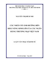Các nhân tố ảnh hưởng đến khả năng sinh lợi của các ngân hàng thương mại cổ phần Việt Nam