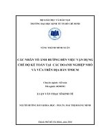 Các nhân tố ảnh hưởng đến việc vận dụng chế độ kế toán tại các doanh nghiệp nhỏ và vừa trên địa bàn TPHCM
