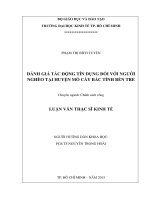 Đánh giá tác động tín dụng đối với người nghèo tại huyện Mỏ Cày Bắc tỉnh Bến Tre