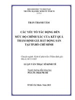 Các yếu tố tác động đến mức độ chính xác của kết quả thẩm định giá bất động sản tại Thành phố Hồ Chí Minh