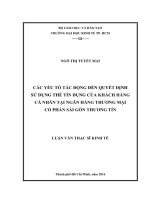 CÁC YẾU TỐ TÁC ĐỘNG ĐẾN QUYẾT ĐỊNH SỬ DỤNG THẺ TÍN DỤNG CỦA KHÁCH HÀNG CÁ NHÂN TẠI NGÂN HÀNG THƯƠNG MẠI CỔ PHẦN SÀI GỊN THƯƠNG TÍN
