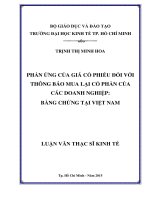 Phản ứng của giá cổ phiếu đối với các thông báo mua lại cổ phần của các doanh nghiệp: Bằng chứng tại Việt Nam