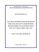 ỨNG DỤNG MÔ HÌNH LOGIT ĐỂ ĐÁNH GIÁ KHẢ NĂNG TRẢ NỢ CỦA KHÁCH HÀNG DOANH NGHIỆP TẠI NGÂN HÀNG TMCP ĐẦU TƯ VÀ PHÁT TRIỂN VIỆT NAM