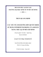 CÁC YẾU TỐ ẢNH HƯỞNG ĐẾN QUYẾT ĐỊNH SỬ DỤNG INTERNET BANKING CỦA KHÁCH HÀNG TRẺ TẠI TP HỒ CHÍ MINH