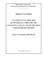 CÁC NHÂN TỐ TÁC ĐỘNG ĐẾN QUYẾT ĐỊNH LỰA CHỌN SIÊU THỊ LÀM NƠI MUA SẮM CỦA NGƯỜI TIÊU DÙNG Ở THÀNH PHỐ HỒ CHÍ MINH
