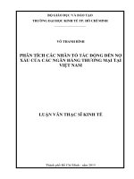Phân tích các nhân tố tác động đến nợ xấu của các ngân hàng thương mại tại Việt Nam