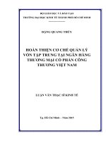 Hoàn thiện cơ chế quản lý vốn tập trung tại Ngân hàng Thương mại Cổ phần Công thương Việt Nam