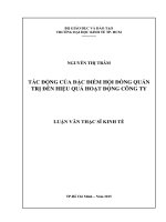 Tác động của đặc điểm hội đồng quản trị đến hiệu quả hoạt động công ty