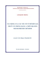 TÁC ĐỘNG CỦA CÁC YẾU TỐ VĨ MÔ ĐẾN GIÁ THUÊ VĂN PHÒNG HẠNG A TRÊN ĐỊA BÀN THÀNH PHỐ HỒ CHÍ MINH