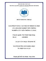 Giải pháp nâng cao trách nhiệm xã hội của doanh nghiệp viễn thông - nghiên cứu viễn thông Cà Mau