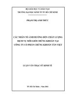 Các nhân tố ảnh hưởng đến chất lượng dịch vụ môi giới chứng khoán tại Công ty Cổ phần Chứng khoán Tân Việt