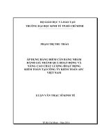 Áp dụng bảng điểm cân bằng nhằm  đánh giá thành quả hoạt động và nâng cao chất lƣợng hoạt động  kiểm toán tại công ty kiểm toán AFC  Việt Nam