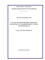 Các yếu tố ảnh hưởng đến ý định mua đất nền dự án của khách hàng cá nhân tại tỉnh Long An