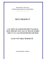 Các nhân tố ảnh hưởng đến ứng dụng phần mềm kế toán tại các doanh nghiệp nhỏ và vừa tại Thành Phố Hồ Chí Minh