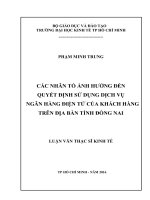 Các nhân tố ảnh hưởng đến quyết định sử dụng dịch vụ ngân hàng điện tử của khách hàng trên địa bàn tỉnh Đồng Nai