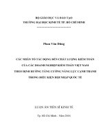 Các nhân tố tác động đến chất lượng kiểm toán của các doanh nghiệp kiểm toán Việt Nam theo định hướng tăng cường năng lực cạnh tranh trong điều kiện hội nhập quốc tế