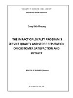 The impact of loyalty program''''s service quality and store reputation on customer satisfaction and loyalty
