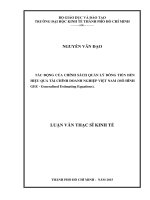 ÁC ĐỘNG CỦA CHÍNH SÁCH QUẢN LÝ DÒNG TIỀN ĐẾN HIỆU QUẢ TÀI CHÍNH DOANH NGHIỆP VIỆT NAM (MÔ HÌNH GEE - Generalized Estimating Equations)