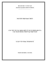 Các yếu tố tác động đến tỷ suất sinh lợi của các ngân hàng thương mại cổ phần tại Việt Nam