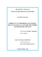 NGHIÊN CỨU VỀ TÍNH PHỊNG NGỪA RỦI RO TRÚ ẨN AN TỒN CỦA VÀNG ĐỐI VỚI CỔ PHIẾU TẠI THỊ TRƯỜNG VIỆT NAM