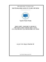 NHẬN THỨC, THÁI ĐỘ VÀ HÀNH VI  TIÊU DÙNG THỰC PHẨM CHỨC NĂNG  CỦA NGƯỜI DÂN TẠI THÀNH PHỐ TÂY NINH