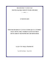 TÍNH THANH KHOẢN VÀ TỈ SUẤT SINH LỢI CỦA CỔ PHIẾU: BẰNG CHỨNG THỰC NGHIỆM TẠI SỞ GIAO DỊCH CHỨNG KHOÁN THÀNH PHỐ HỒ CHÍ MINH (HOSE)