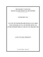 Các yếu tố ảnh hưởng đến hành vi lựa chọn xăng sinh học E5 của người tiêu dùng tại thành phố Hồ Chí Minh theo lý thuyết giá trị tiêu thụ