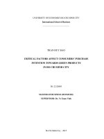 CRITICAL FACTORS AFFECT CONSUMERS’ PURCHASE INTENTION TOWARDS GREEN PRODUCTS IN HO CHI MINH CITY