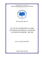 Các yếu tố tác động đến lựa chọn cơ sở khám chữa bệnh của người dân tại thị trấn Thạnh Phú - Bến Tre
