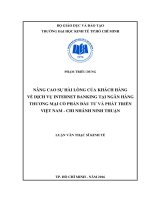 Nâng cao sự hài lòng của khách hàng về dịch vụ internet banking tại Ngân hàng Thương mại Cổ phần Đầu tư và Phát triển Việt Nam - chi nhánh Ninh Thuận