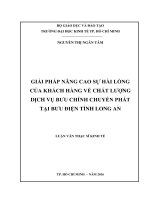 Giải pháp nâng cao sự hài lòng của khách hàng về chất lượng dịch vụ bưu chính chuyển phát tại Bưu điện tỉnh Long An