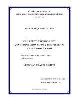 Các yếu tố tác động đến quyết định chọn cơ sở y tế sinh đẻ tại thành phố Cần Thơ