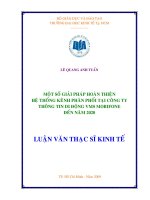 Một số giải pháp hoàn thiện hệ thống kênh phân phối tại công ty thông tin di động VMS Mobifone đến năm 2020 : Luận văn thạc sĩ