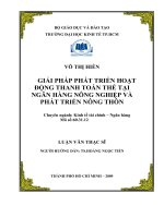 Giải pháp phát triển hoạt động thanh toán thẻ tại ngân hàng nông nghiệp và phát triển nông thôn Việt Nam : Luận văn thạc sĩ