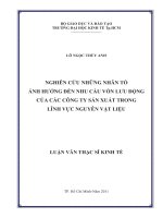 Nghiên cứu những nhân tố ảnh hưởng đến nhu cầu vốn lưu động của các công ty sản xuất trong lĩnh vực nguyên vật liệu