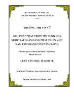 Giải pháp phát triển tín dụng nhà nước tại ngân hàng phát triển Việt Nam chi nhánh tỉnh Vĩnh Long : Luận văn thạc sĩ kinh tế