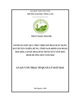 Đánh giá kết quả thực hiện kế hoạch sử dụng đất huyện nghĩa hưng, tỉnh nam định giai đoạn 2016 2018, lập kế hoạch sử dụng đất năm 2019, định hướng đến năm 2020 