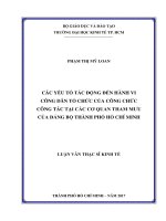 Các yếu tố tác động đến hành vi công dân tổ chức của công chức công tác tại các cơ quan tham mưu của Đảng bộ Thành phố Hồ Chí Minh
